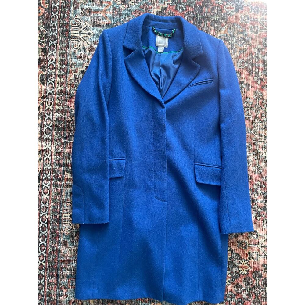 J. C. Penney Women's Wool Blend Blazer Long Coat Long Sleeve Blue Size 10